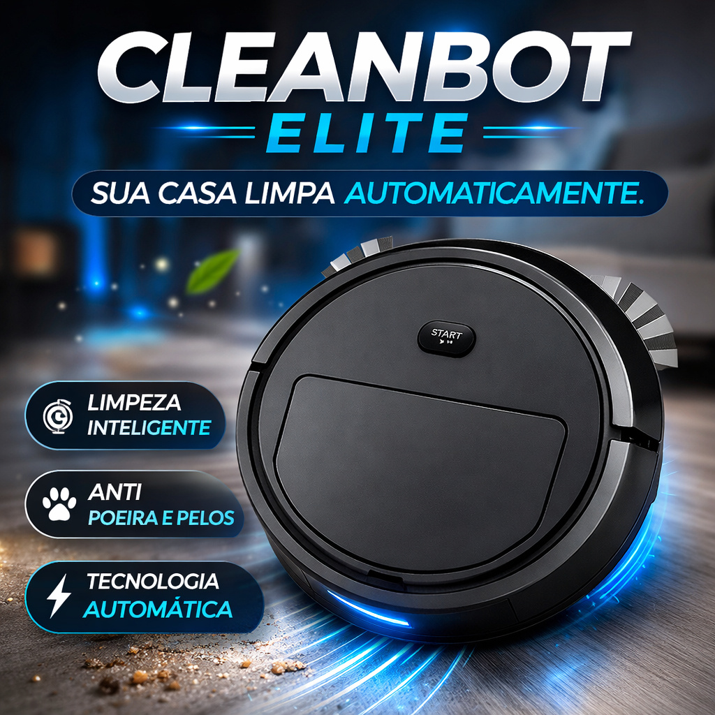 Aspirador Robô Automático CleanBot Élite X 110v Limpeza Inteligente Anti Pelos e Poeira Recarregável