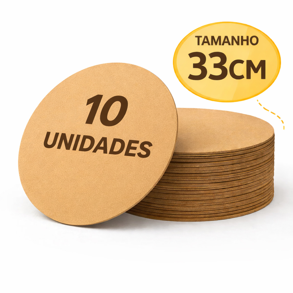 Kit 10 Base Mdf Supla Suplat 33Cm Bases Circulo Disco Circulo Redondo Bolachas Corte A Laser Liso