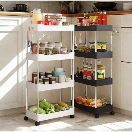Carrinho Organizador Multiuso Slim 4 Andares com Rodinhas Prateleira Articulada para Cozinha Banheiro e Lavanderia