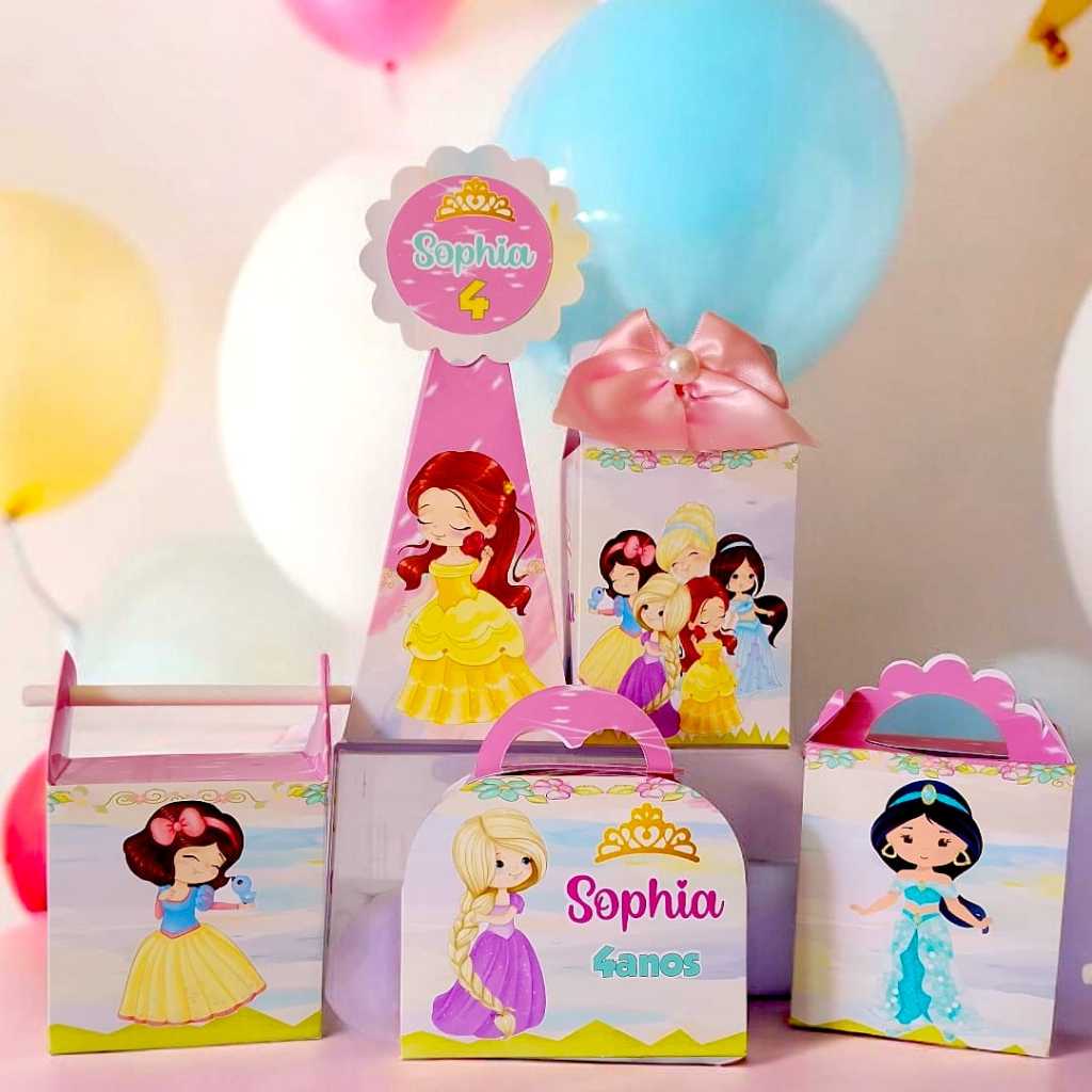 Kit Caixinhas Personalizadas-Princesas Cut-lembrancinhas Festa Infantil/Pegue e Monte