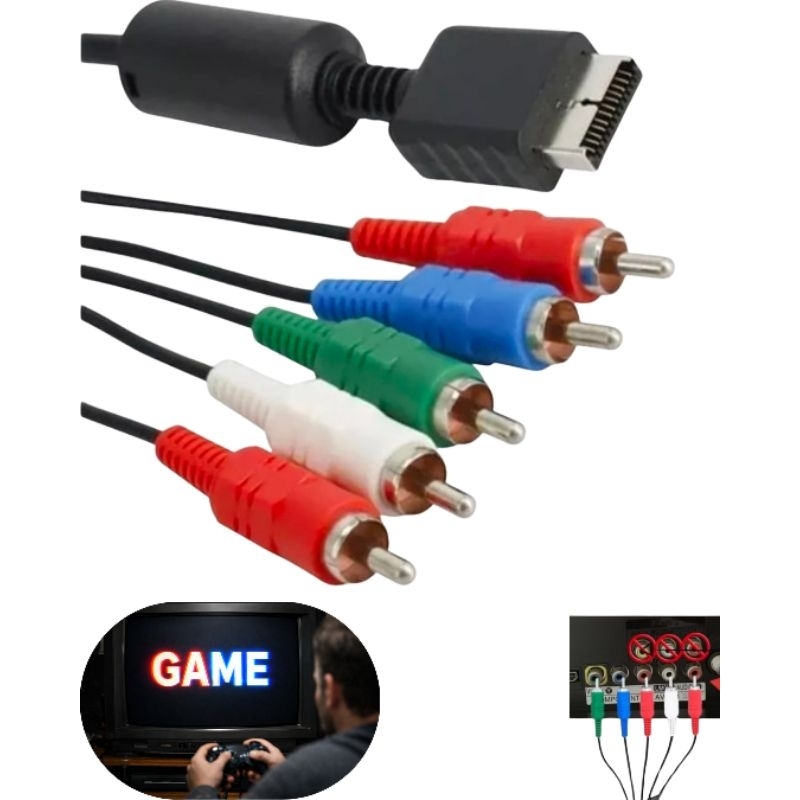 Cabo Áudio e Vídeo Para Ps2 Ps3 Alta Definição Hdtv Led E Lcd Vídeo Componente Melhoria de Imagem 1080p Full Menos Ruído