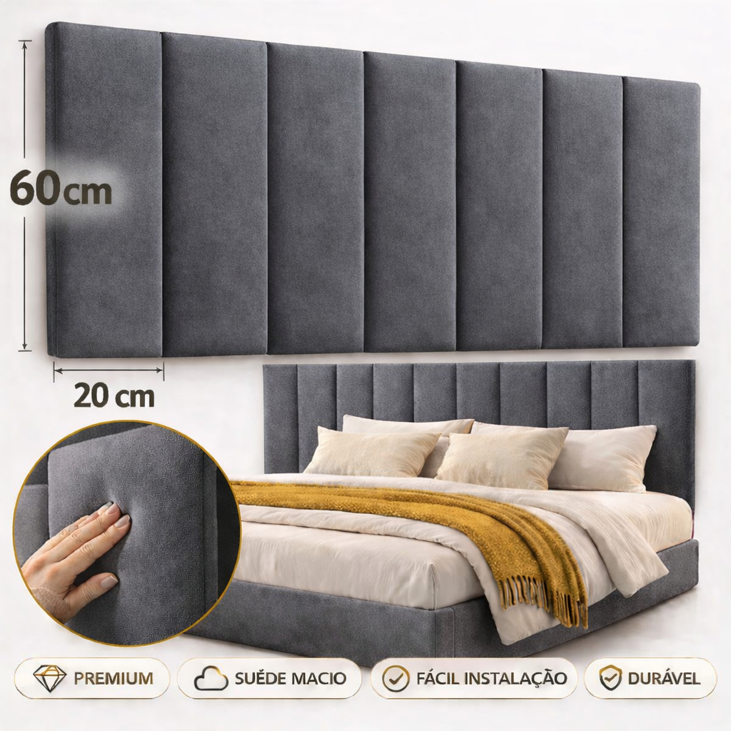 Cabeceira Estofada Modular 60x20 cm – Compatível com Cama Box Solteiro, Casal, Queen e King em Oferta na Shopee