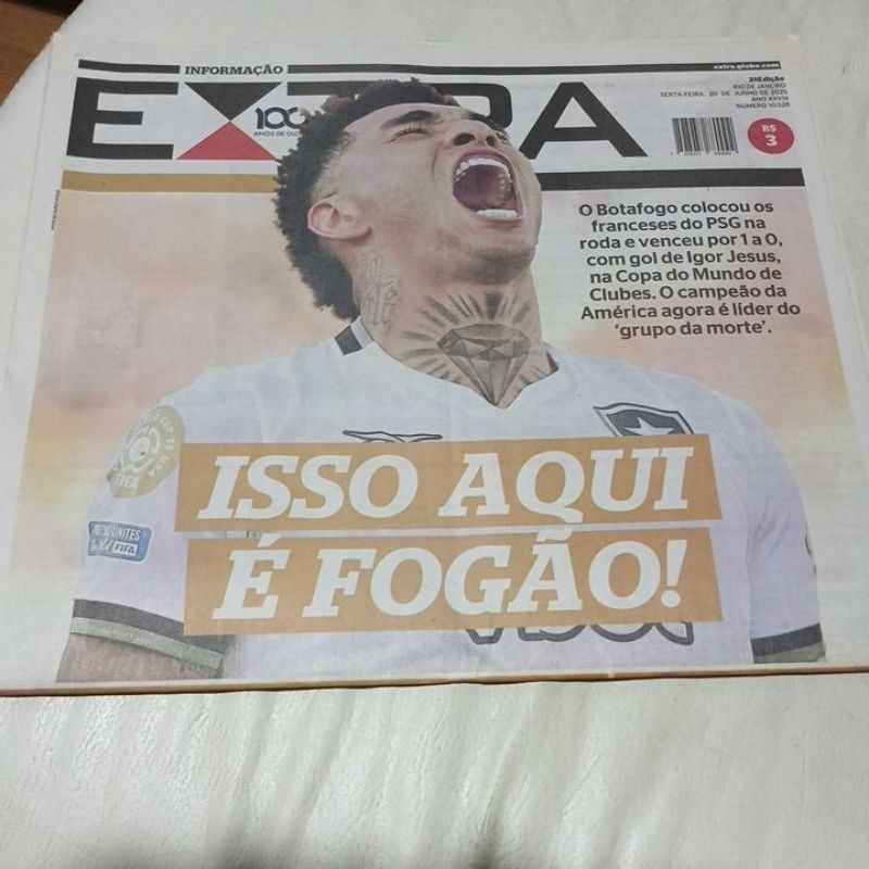 jornal extra Francisco cuoco Botafogo Igor Jesus ney matogrosso elis Cabral Cláudia Abreu pôster Flamengo 1980