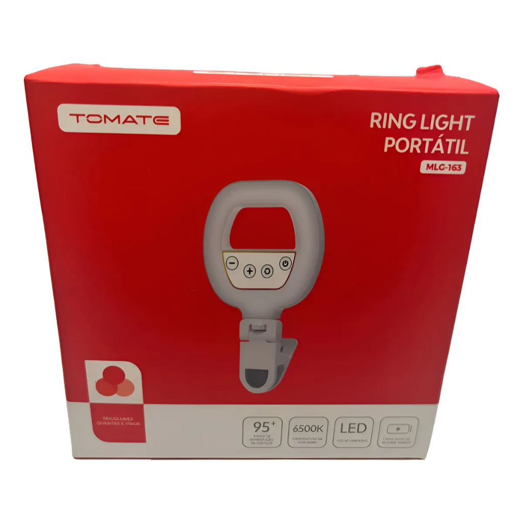 Mini Ring Light Tomate MLG-163 Luz LED Portátil para Celular Selfie Vídeo Maquiagem