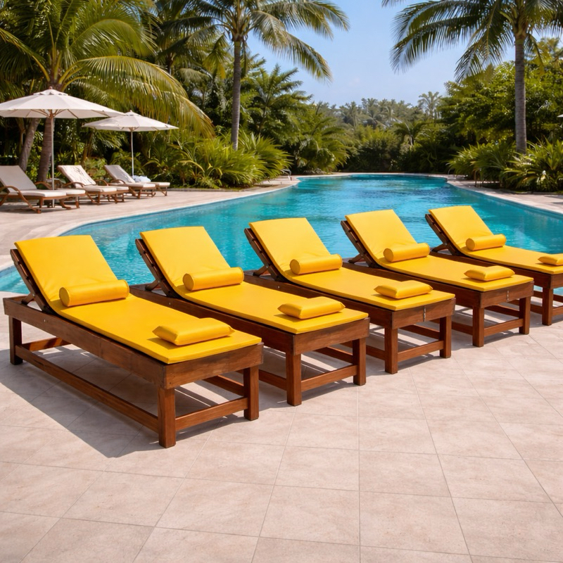 Imagem Colchonetes Travesseiros Rolinhos impermeável espreguiçadeiras 5 kits completo