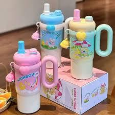 850ML Copo Térmico Infantil Rainbow Sip – Edição Especial com Chaveiro Kawaii em Oferta na Shopee