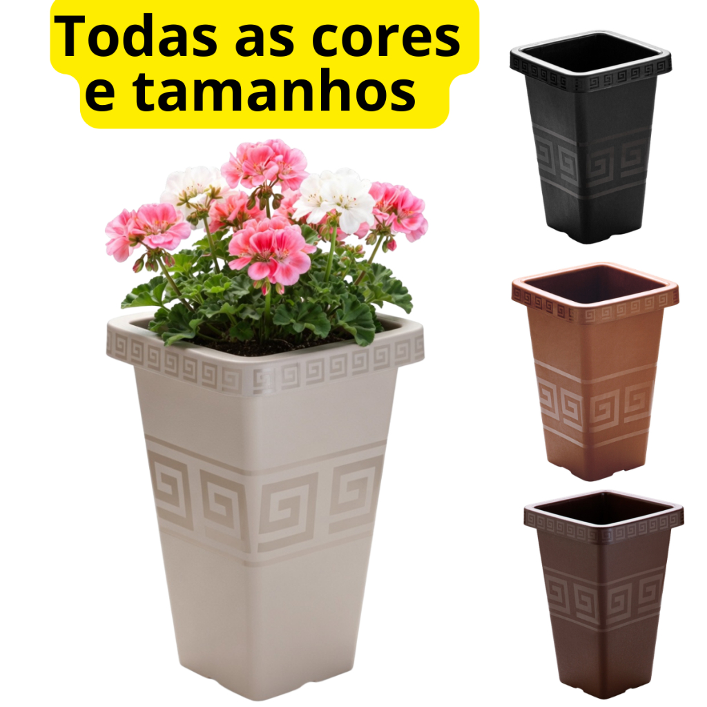Vaso Grego de plantas quadrado horta jardinagem decoração jardim arvores
