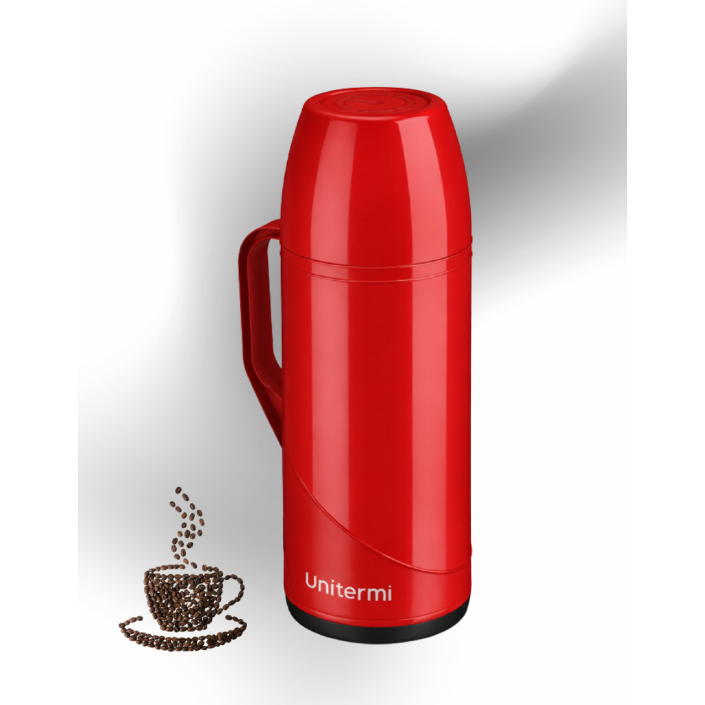 Garrafa Térmica Vidro 1L Unitermi Quente Frio 6 Horas Tampa Hermética Café Chá Casa Escritório