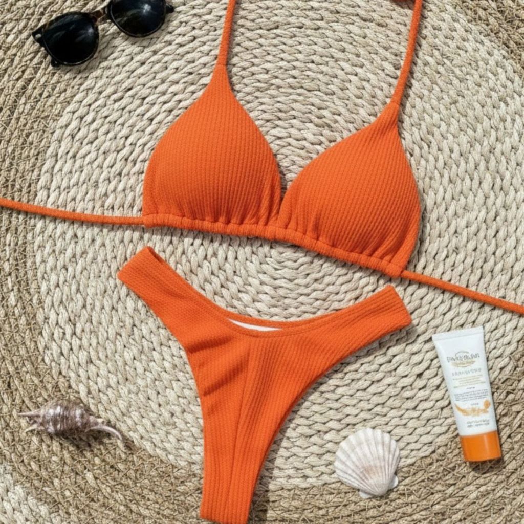 Biquíni Asa Delta Cortininha Com Bojo fio dental annaruga coleção premium Cintura Alta moda verão Praia