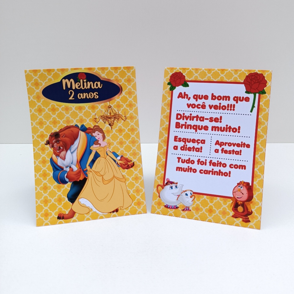 Plaquinha de Agradecimento A Bela e a Fera l Personalizados l Lembrancinha de Festa l Aniversário