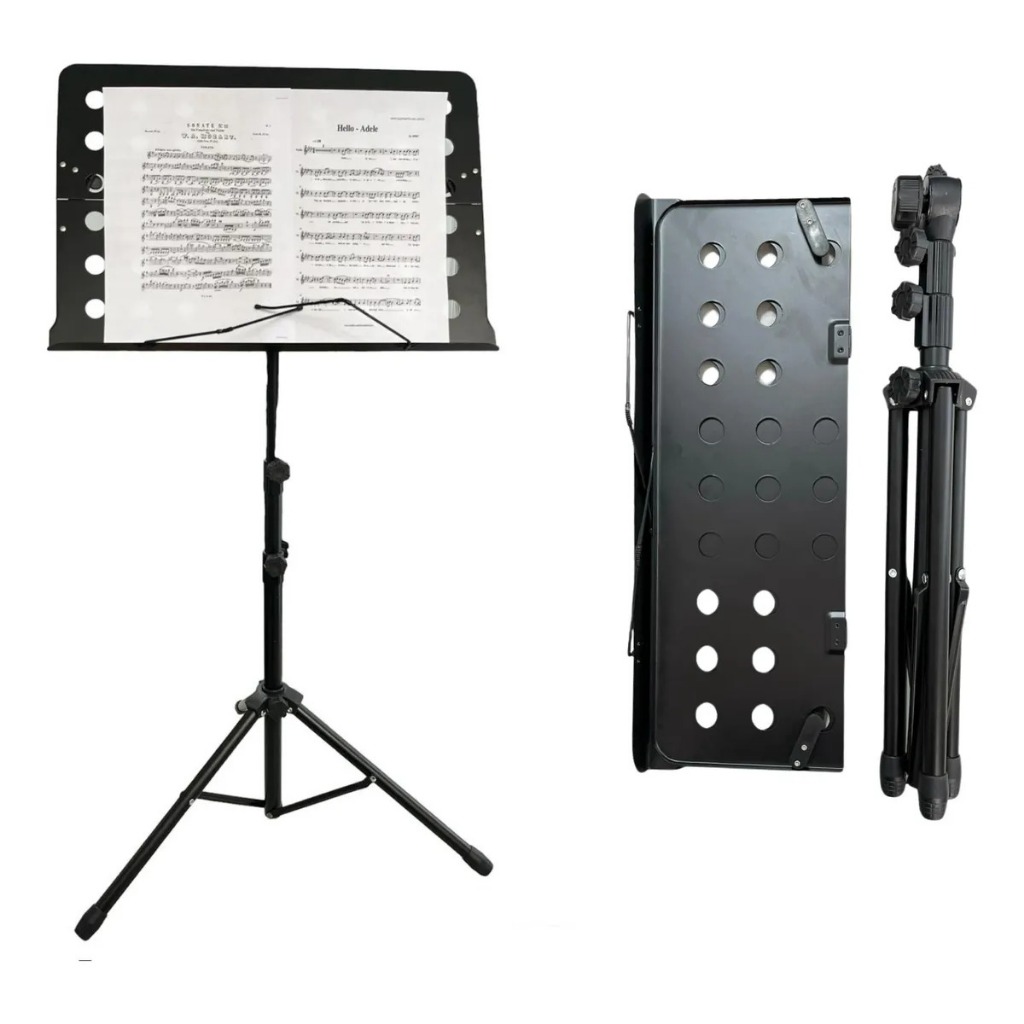 Estante De Partitura Reforçado Dobravel Pedestal Tripé Art Guitars Preto