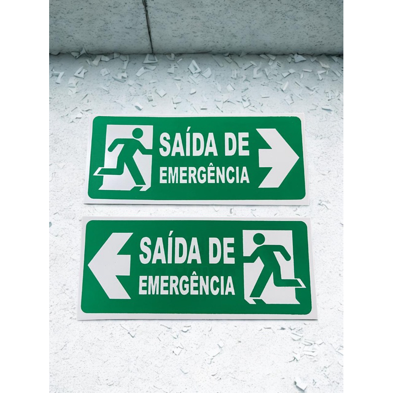 Placa Ps Sinalização Saída De Emergência Lado Esquerdo e Direito Pacote com as 2 Unidades