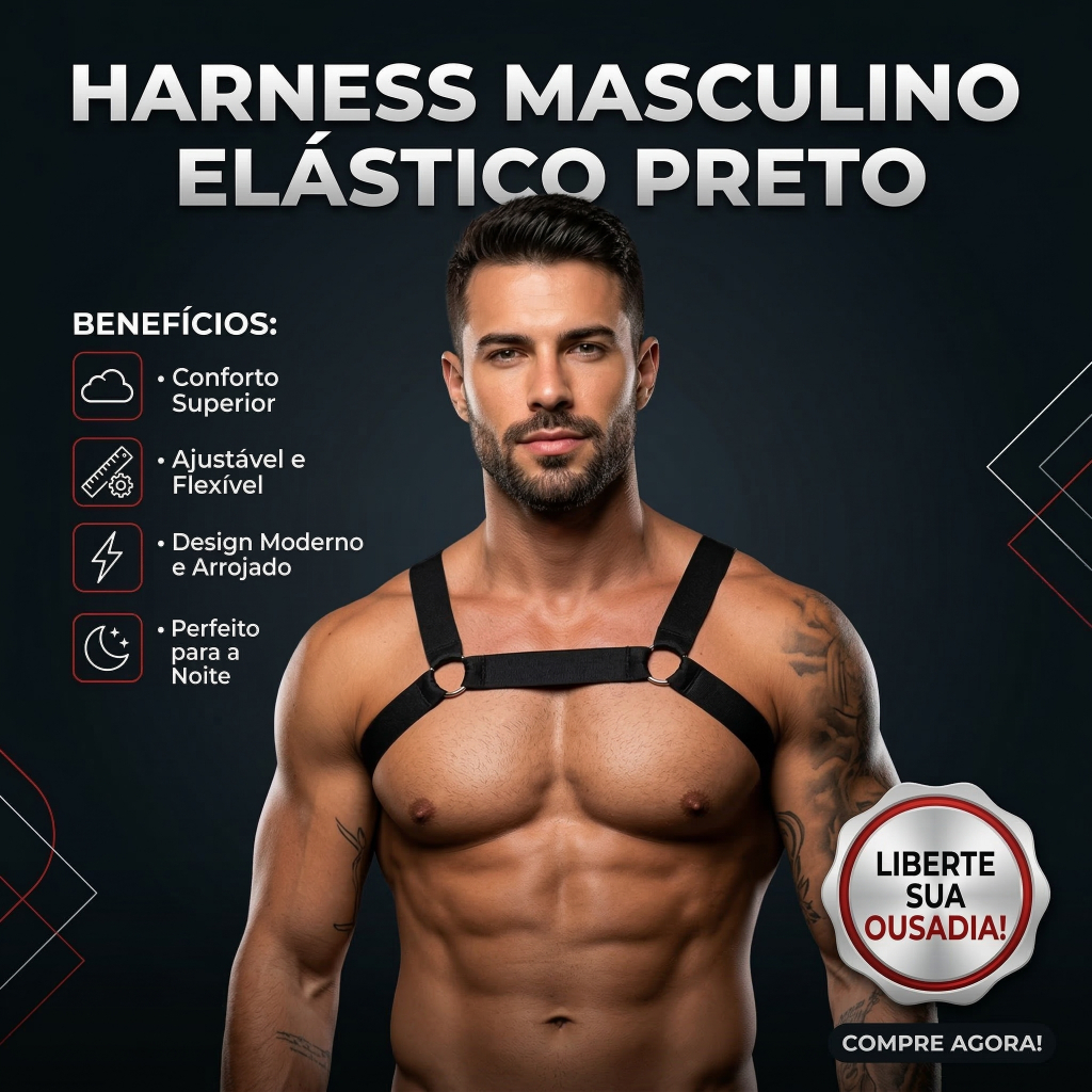 Harness Masculino Estilo Fetiche Fashion - Elástico Ajustável Sensual para Festa e Moda