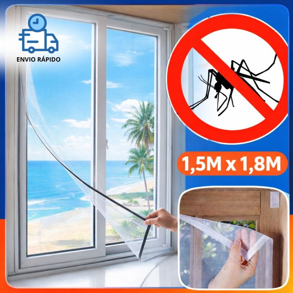 Tela Mosqueteira Janela Adaptável - Máx 1,5x1,8m Protege Ambientes Contra Mosquitos e Outros Insetos