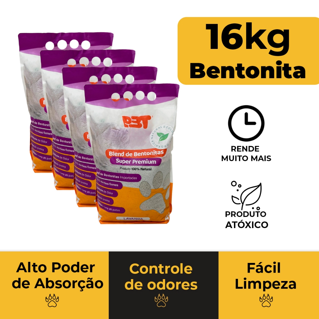 Kits Bentonita Areia Sanitária Gatos Biodegradável P3T - Lavanda