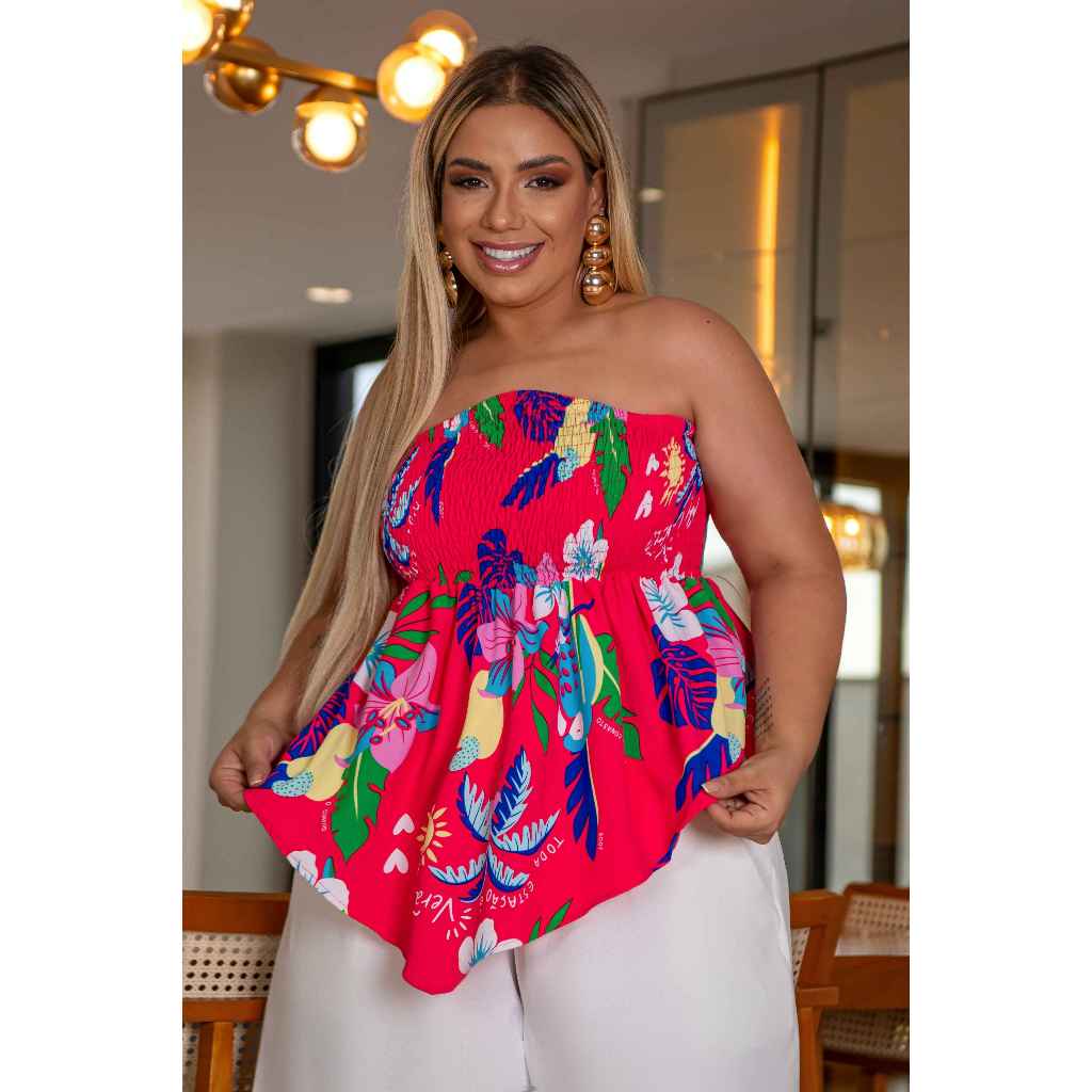 Blusa Top Regata Assimetrica de Bainha em Formato de Lenço Elegante Plus Size