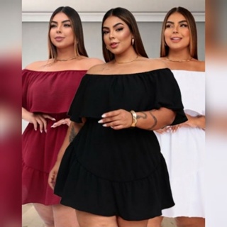 Macaquinho Vestido feminino Plus Size Ombro a Ombro para Festas e Eventos  | G1/G2 (48–52) | Tecido Duna em Oferta na Shopee
