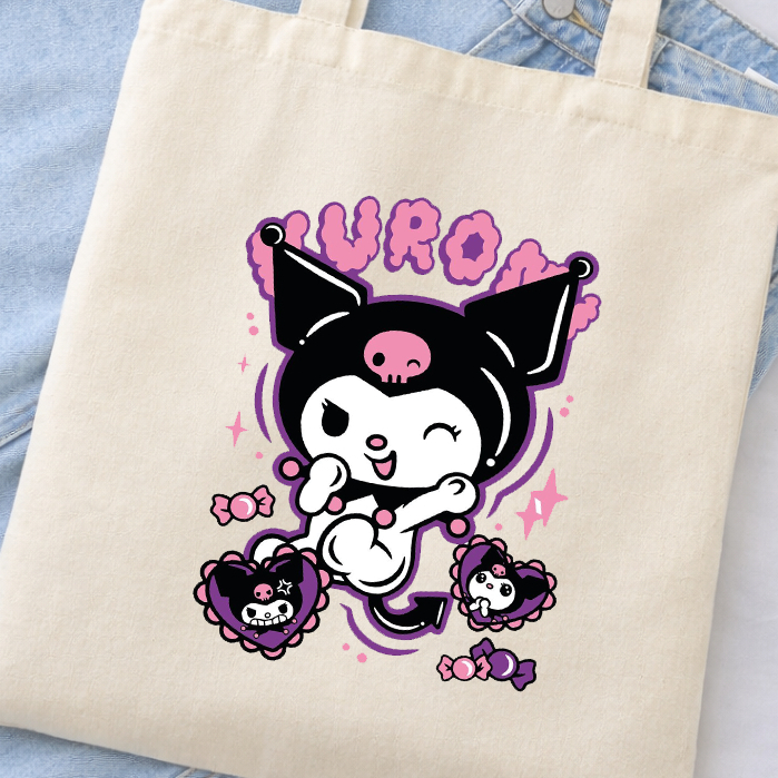Ecobag Kuromii Bolsa Ecológica Vintage Mochila Algodão Cru Lançamento Tendência — imagem 2 de 2