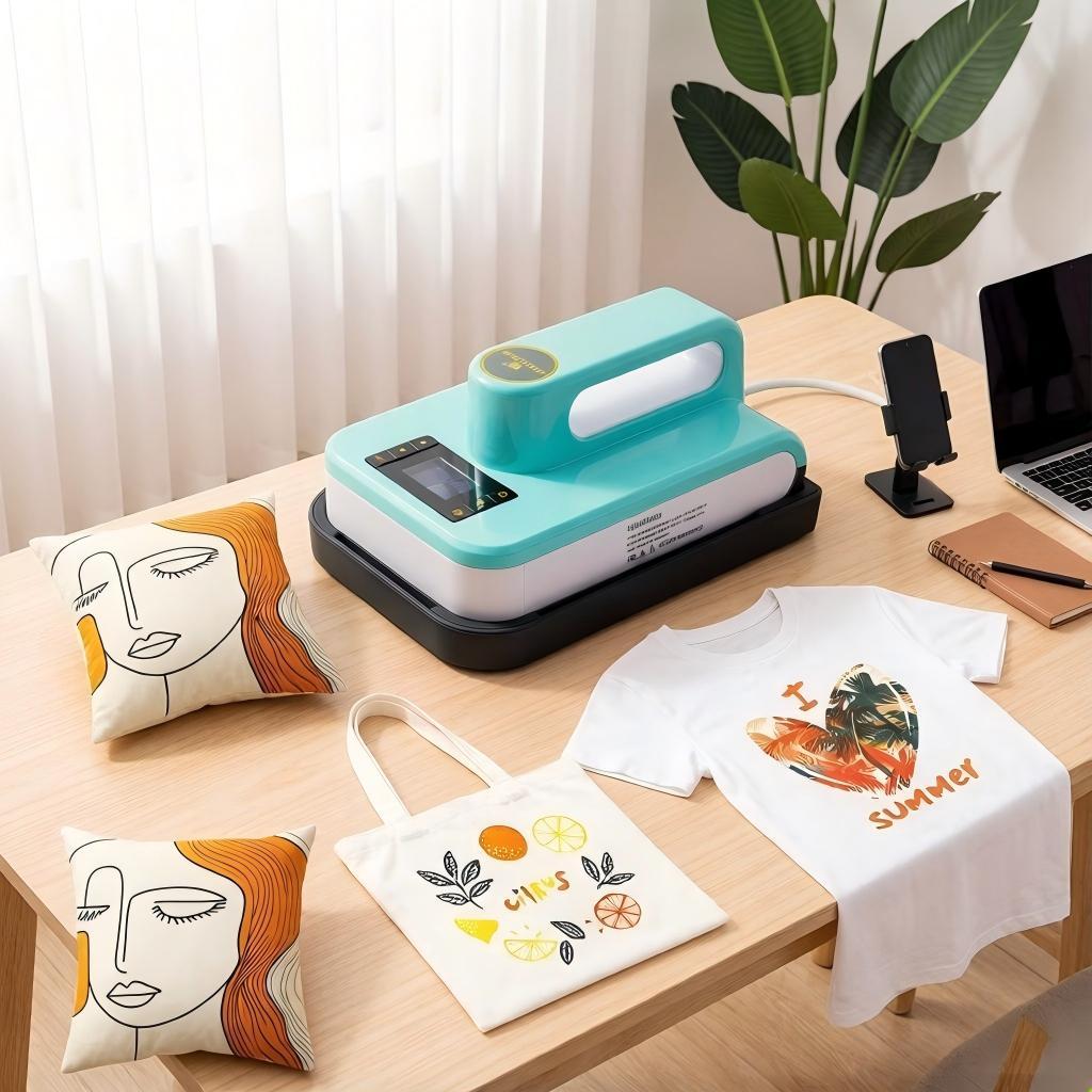 Mini Prensa Térmica Portátil 12x18cm Mecolour para Camisetas, Bonés, Bolsas e Almofadas