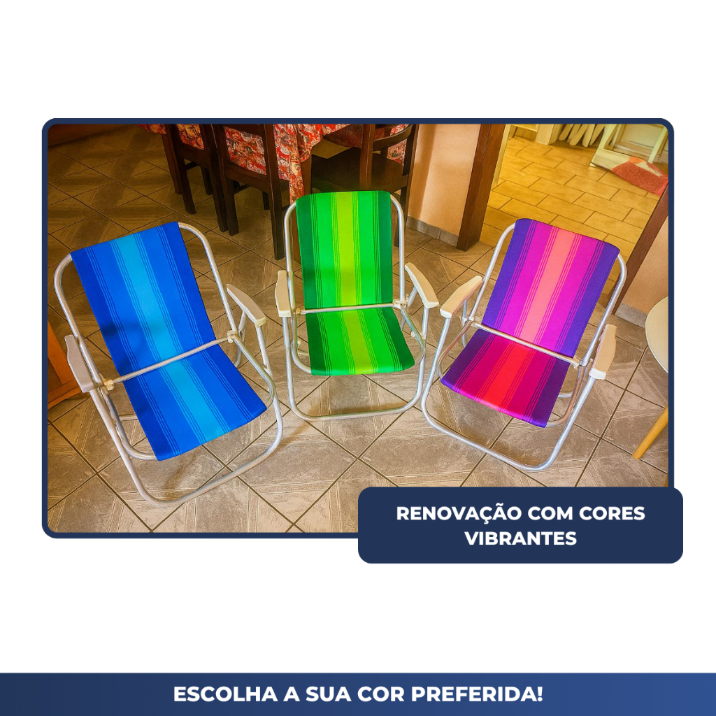 Kit 4un Refil Troca Facil Capa Cadeira de Praia Alta Tecido Colorido Resistente Original — imagem 2 de 2