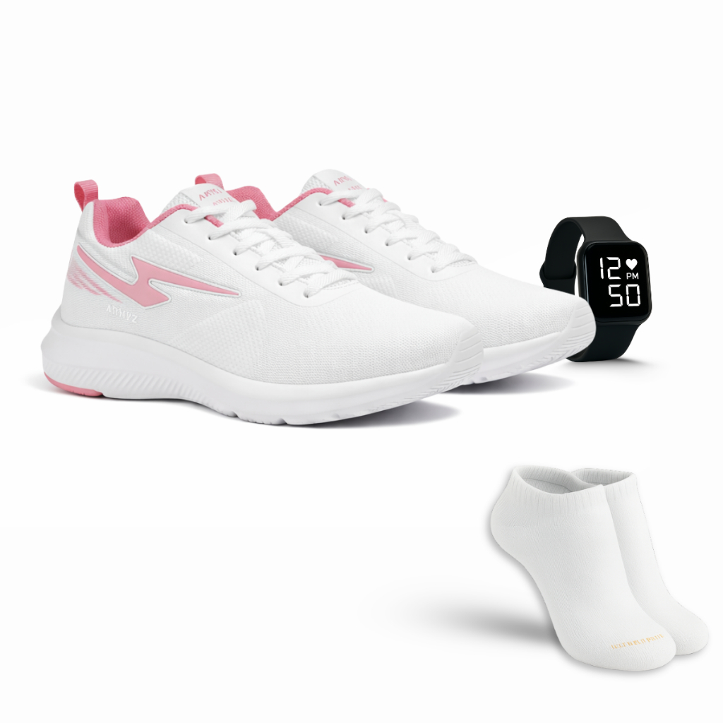 Tenis Feminino Masculino Esportivo Academia Caminhada Confortável Leve Macio+ Relógio Digital + Meia