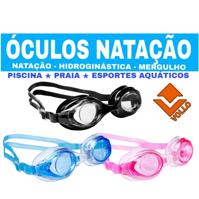 ÓCULOS VOLLO ESSENTIAL - PISCINA, PRAIA, NATAÇÃO, HIDROGINÁSTICA, MERGULHO FILTRO UV ANTIFOG EMBASSAMENTO