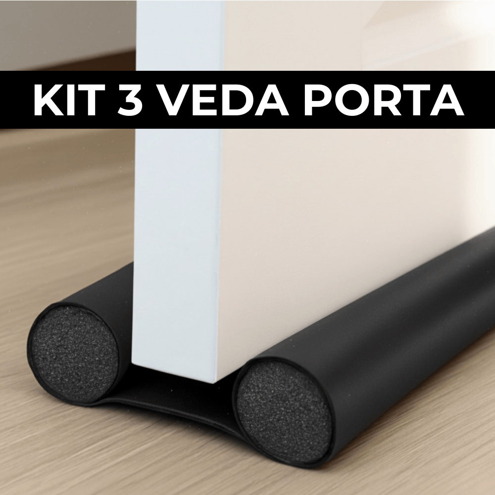 Kit Veda Porta Impermeável Proteção Protetor de Porta Contra Insetos e Poeira Rolinho Duplo 80cm