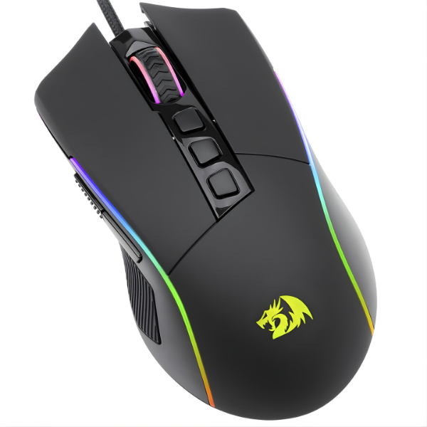 Mouse Gamer Redragon Plank RGB 16000 DPI Sensor Pixart PAW3333 9 Botões TriploClick Ergonômico Preto