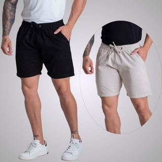 Kit 2 Shorts Mauricinho Masculino Sarja Brim Bermuda.