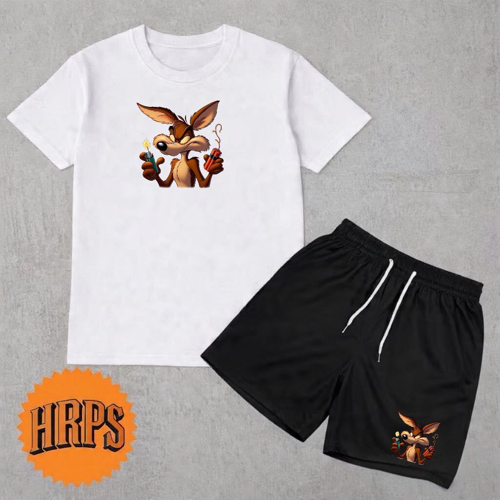 Conjunto camiseta algodão e bermuda tectel moda masculina verão basico estampado promoção T-shirt top
