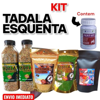 Kit Tadala Esquenta Com  Fert-Vit nas sementes - Fibra, Canto e Reprodução Aves Coleiro , Tiziu , Canário , Papa capim em Oferta na Shopee