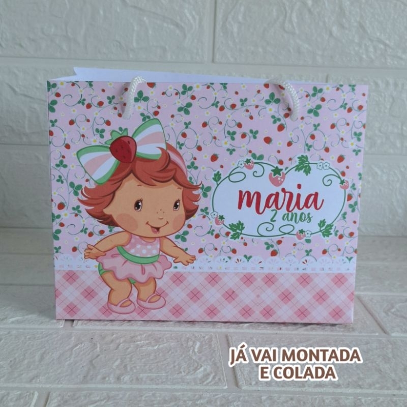 Sacolinha Personalizada Moranguinho Baby ( já vai montada) Lembrancinha |Aniversário |Festa Infantil