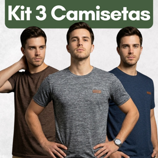 Kit 3 Camisetas Masculinas Dry Fit Malha Fria Academia Treino Moda Fitness Camisa Básica Casual em Oferta na Shopee