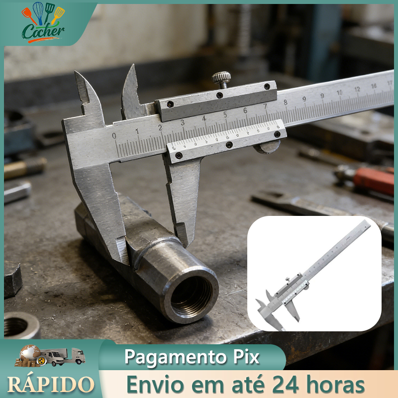 Medição Paquímetro Manual Analógico Metálico 150mm Medidor Profissional Preciso Metal