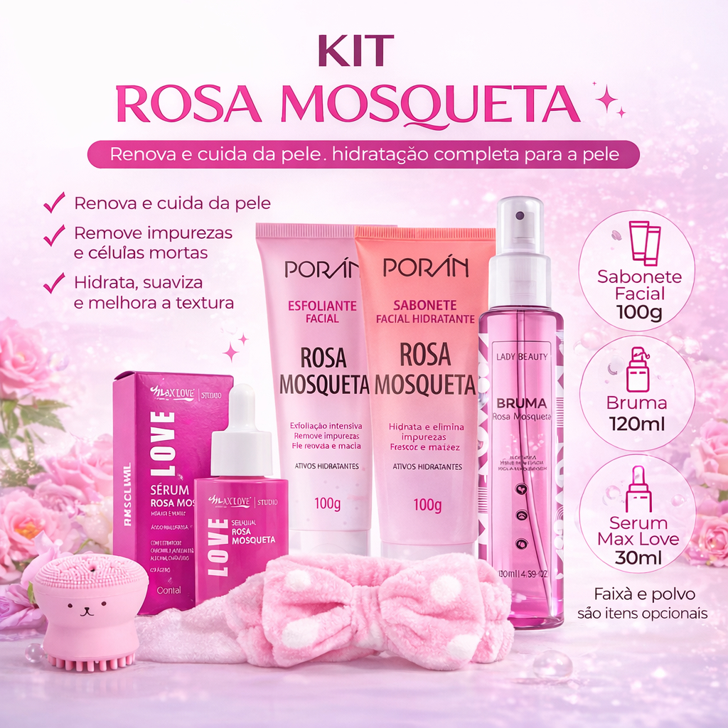 Kit limpeza facial rosa mosqueta completo em Oferta na Shopee