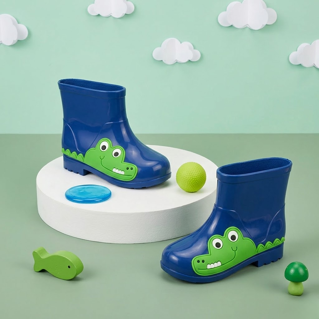 Galocha Infantil Menino Bota de Chuva Impermeável Cano Curto Macia e Leve