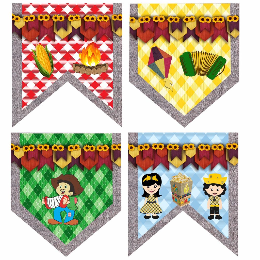 4 un Bandeirola Festa Junina bem vindos e tematicas Gigante Arraiá 0,70x0,70 mt 8 opçao ecolha sua e mande no chat