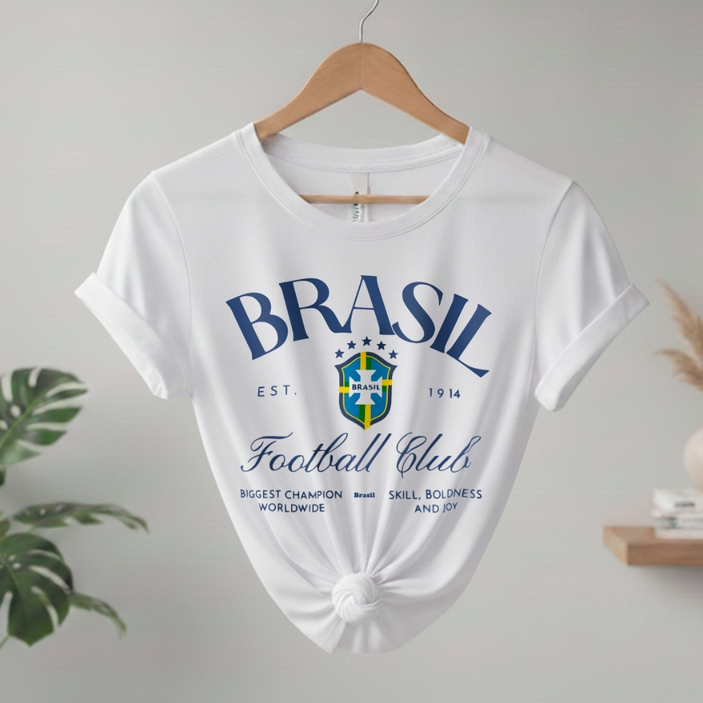 Blusinha Futebol Blusa Algodão Camiseta Feminina Brasil Copa Camisa Roupa