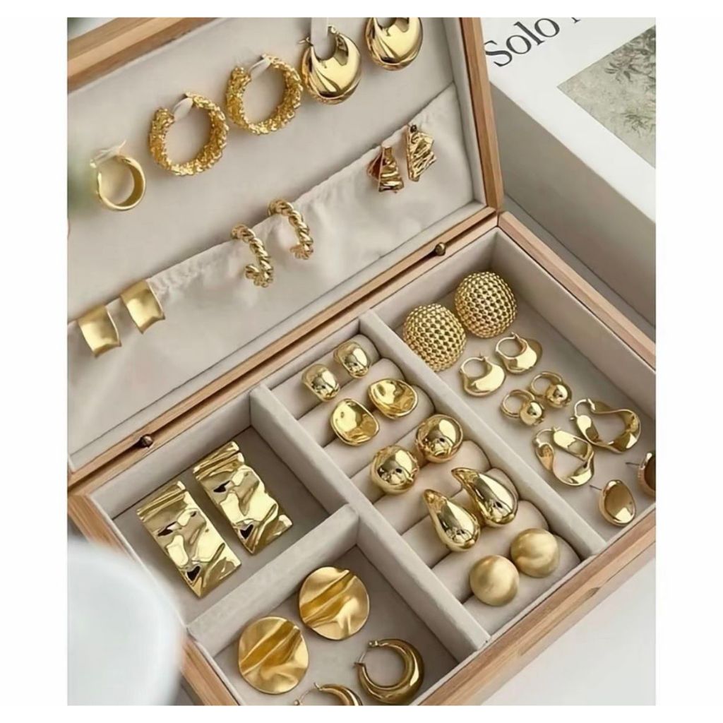 Kit 1/2/5/10/20 Pares de Brincos Martelados Moda 2026 Folheados a Ouro Prata