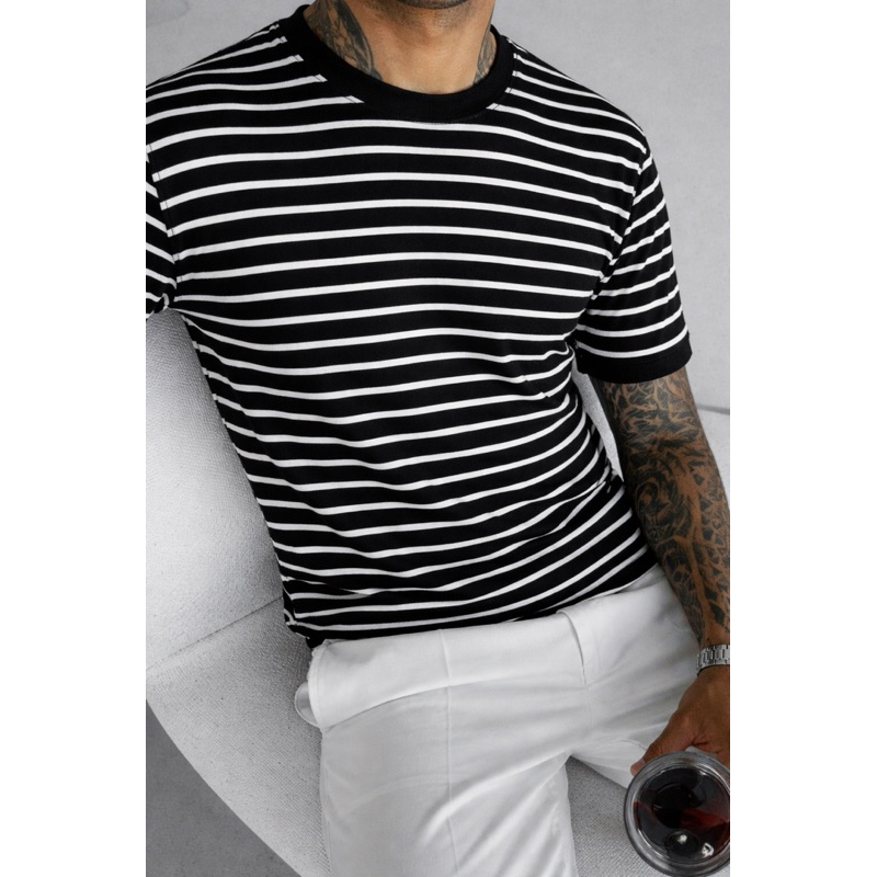 CAMISETA LISTRADA BICOLOR LANÇAMENTO TENDÊNCIA 2026 #02