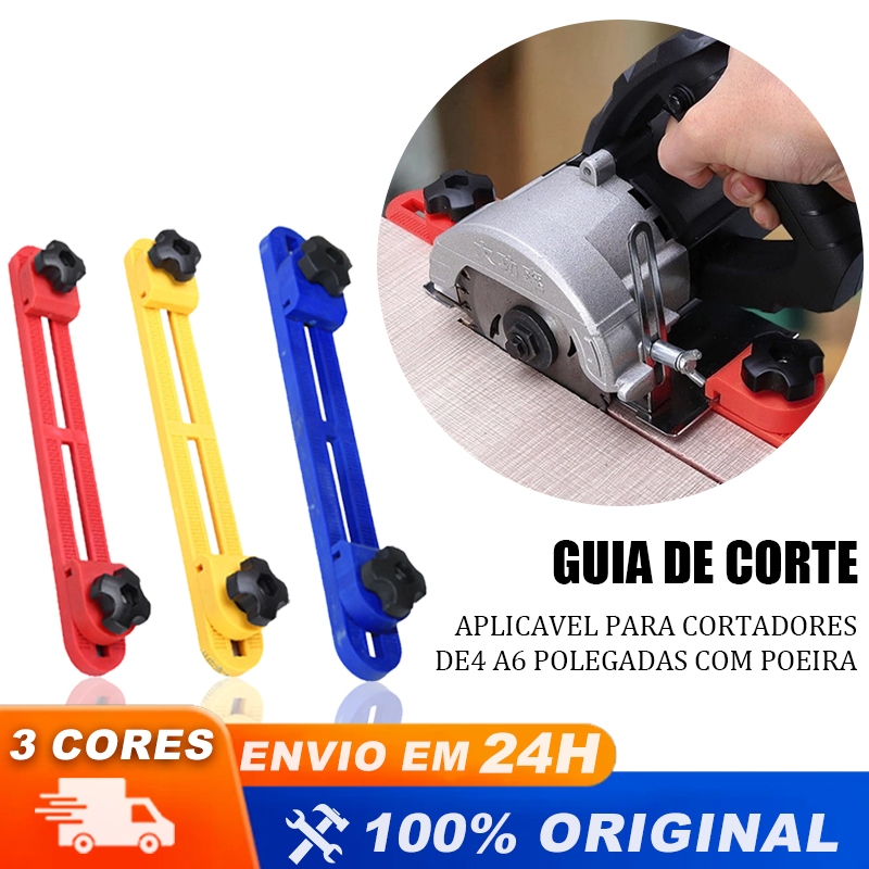 Guia Ajustável com Trilho e Braçadeira para Base de Serra Circular e Máquina de Corte
