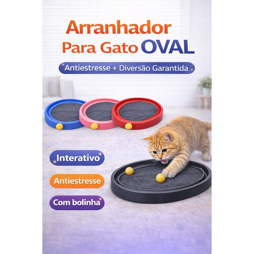 Arranhador Para Gato Oval Interativo Mec Pet