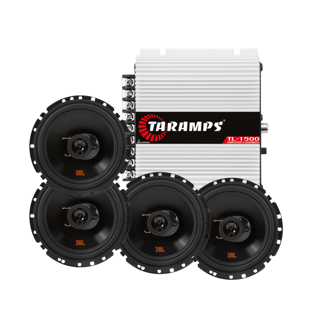 Kit Completo Som Automotivo Amplificador Taramps TL 1500 + 4 Alto-falantes 6 Polegadas JBL FLEX4 6TRFX55