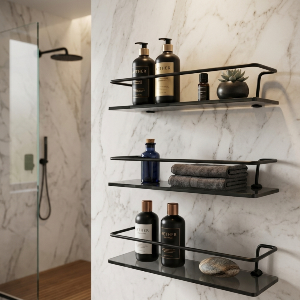 Prateleira Portas Shampoo Reto Banheiro Vidro Fumê 6mm Suporte em Oferta na Shopee