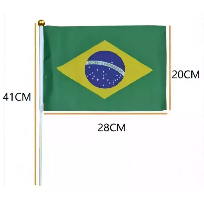 KIT10 a  KIT50 20X28cm Todos os tamanhos bandeiras de mão Bandeira Brasil Pacote Tecido de poliéster em Oferta na Shopee