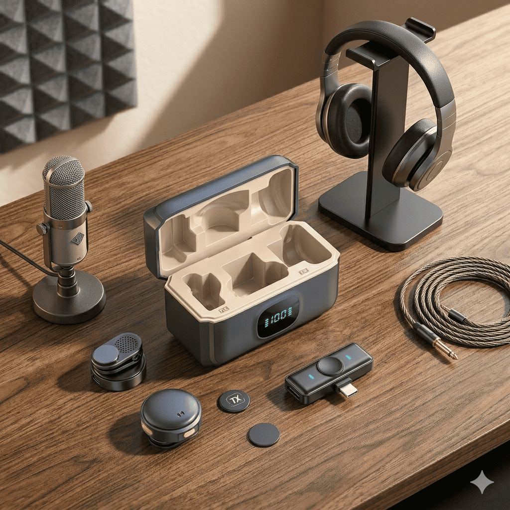 Microfone Lapela Sem Fio Magnético Plug Play Para iPhone Android Redução Ruído