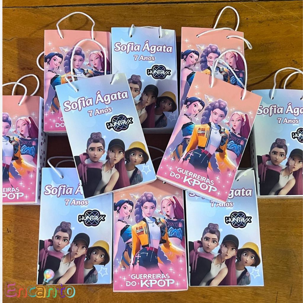 Sacolinhas Surpresas Personalizada Huntrix Guerreiras do k-pop kit com 10, Mimo Aniversário Festa temática