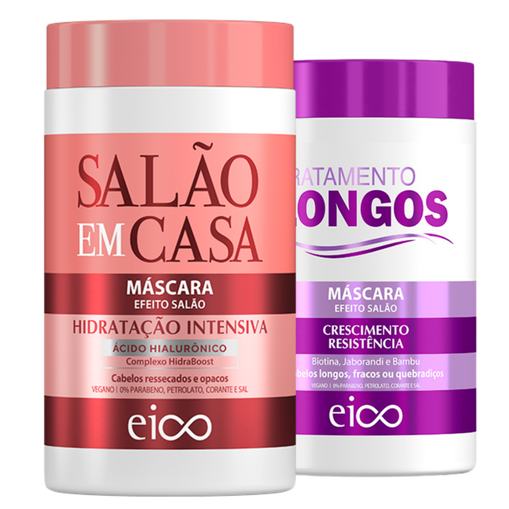 Kit Eico Máscara Cronograma Cabelos Longos Crescimento Resistência + Hidração Intensiva 1Kg