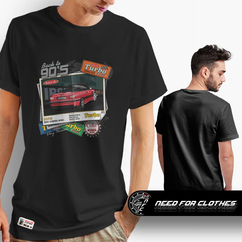 Camiseta BMW E36 Cabrio 320i Turbo Retro 90s Street Racing Drift