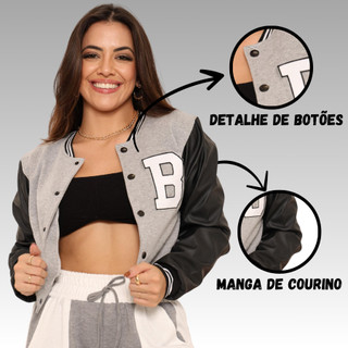 jaqueta feminina bomber colegial jaquetinha inverno casaco blusa frio moletom elegante blogueira